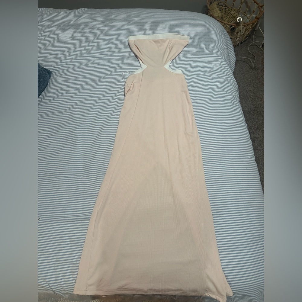 Princess Polly Cream Halter Gown with Cut-Out Details